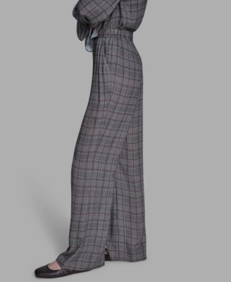 Women's Plaid Wide-Leg Pants