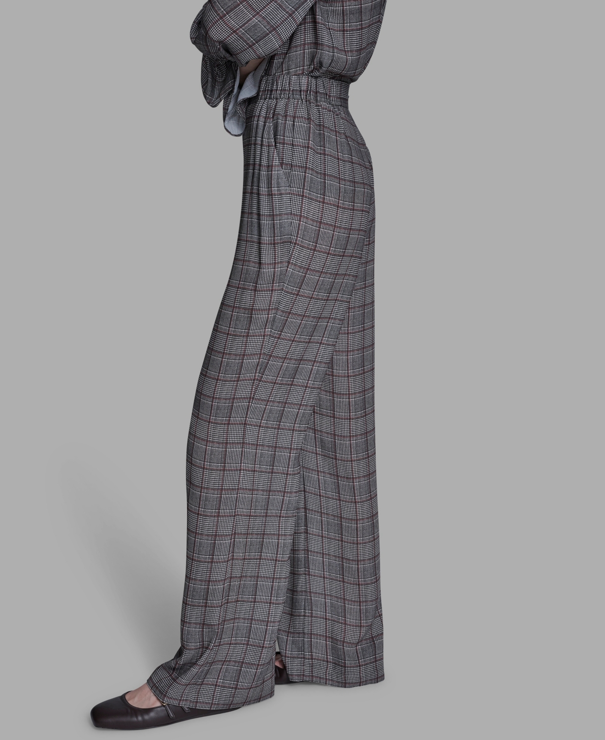Bcbg Women's Plaid Wide-leg Pants In Gray