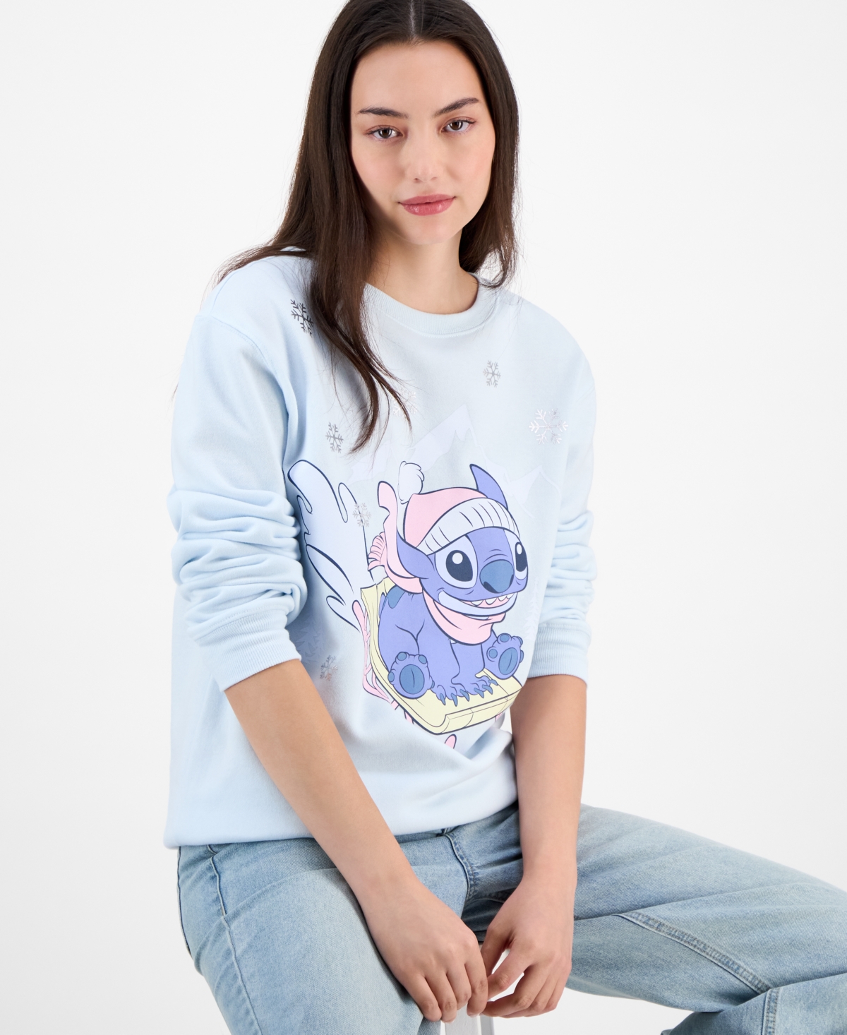 Disney Juniors' Stitch Sledding Graphic Sweatshirt