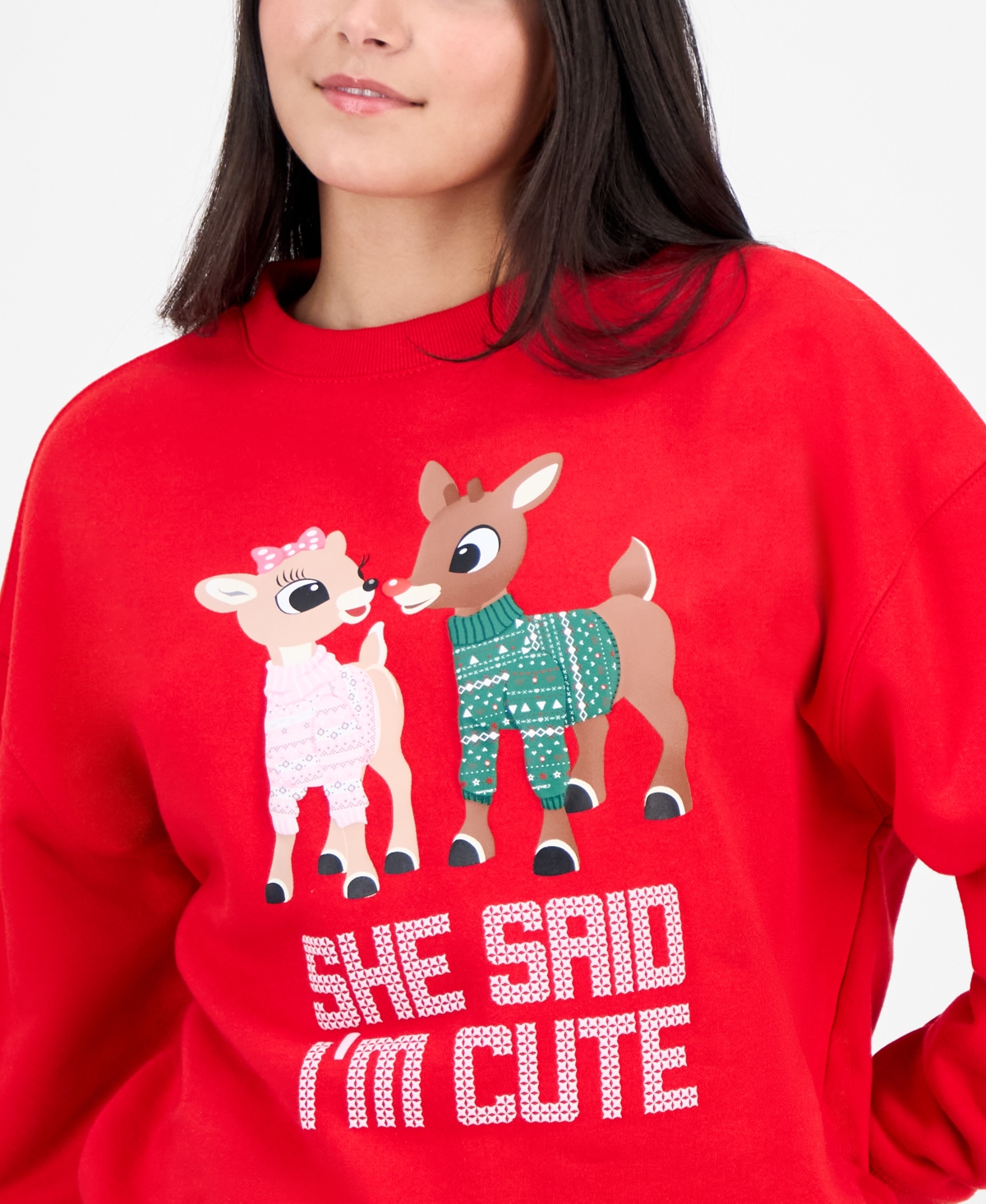 Rudolph Juniors' She Said I'm Cute Fleece Sweatshirt In Red