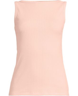 Women's Plus Size Sleeveless Pointelle Rib Boat Neck Tank