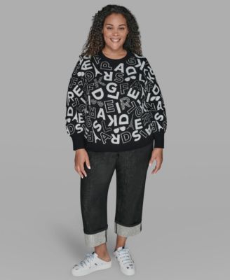 Plus Size Scatter Letters Sweater