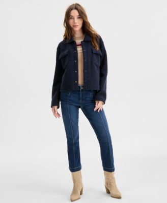 Women's Fleece Cropped Trucker Jacket