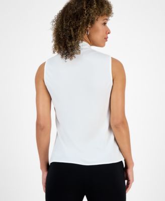 Women's Sleeveless Tie-Neck Top, Regular & Petite