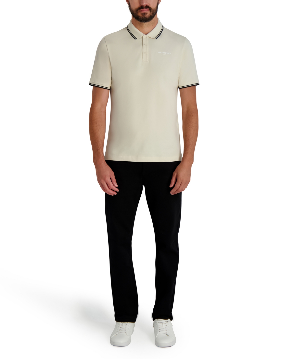 Karl Lagerfeld Men's Spread Collar T-shirt In White