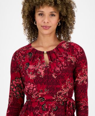 Women's Printed 3/4-Sleeve Midi Dress