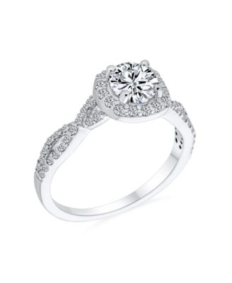 Sterling 1. CZ Halo Infinity Promise Ring with Criss-Cross Twist Band