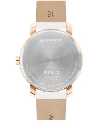 Women's Bold Access Swiss Quartz White Leather Watch, 34mm