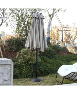 15 Ft Double Sided Rectangular Patio Umbrella with Crank Khaki