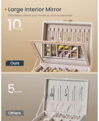 2-Tier Jewelry Box with Mirror- Floating effect, Cloud White