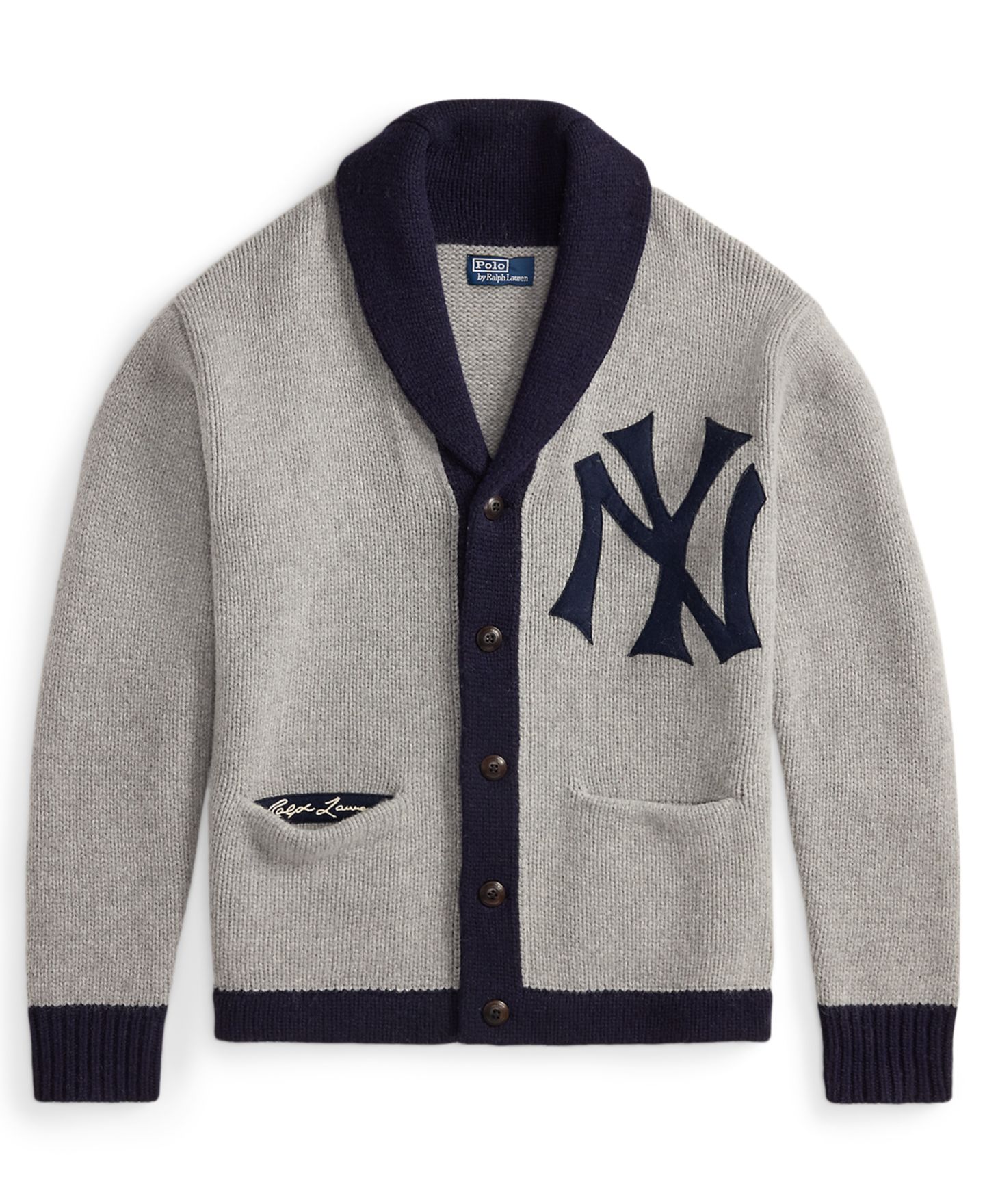 Мужской кардиган Polo Ralph Lauren Yankees, цвет: Серый комбинированный — фото 6