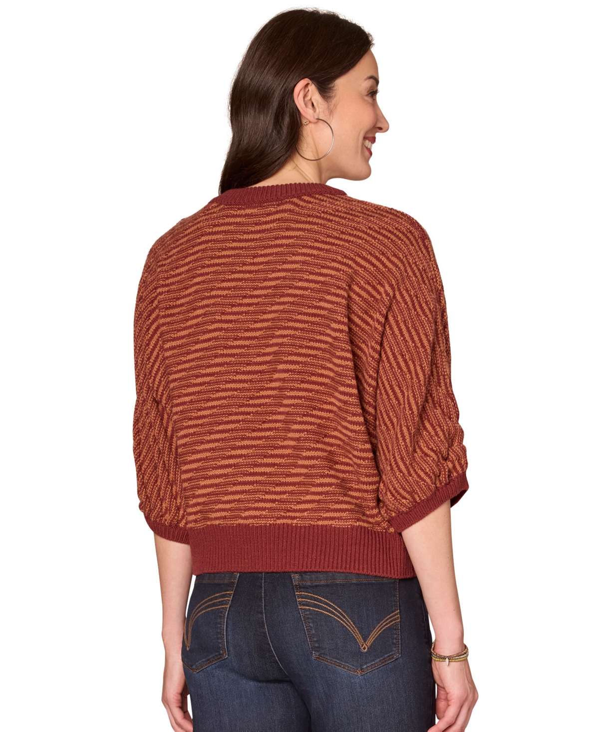 Democracy Women's Dolman Blouson Sleeve Sweater In Brown