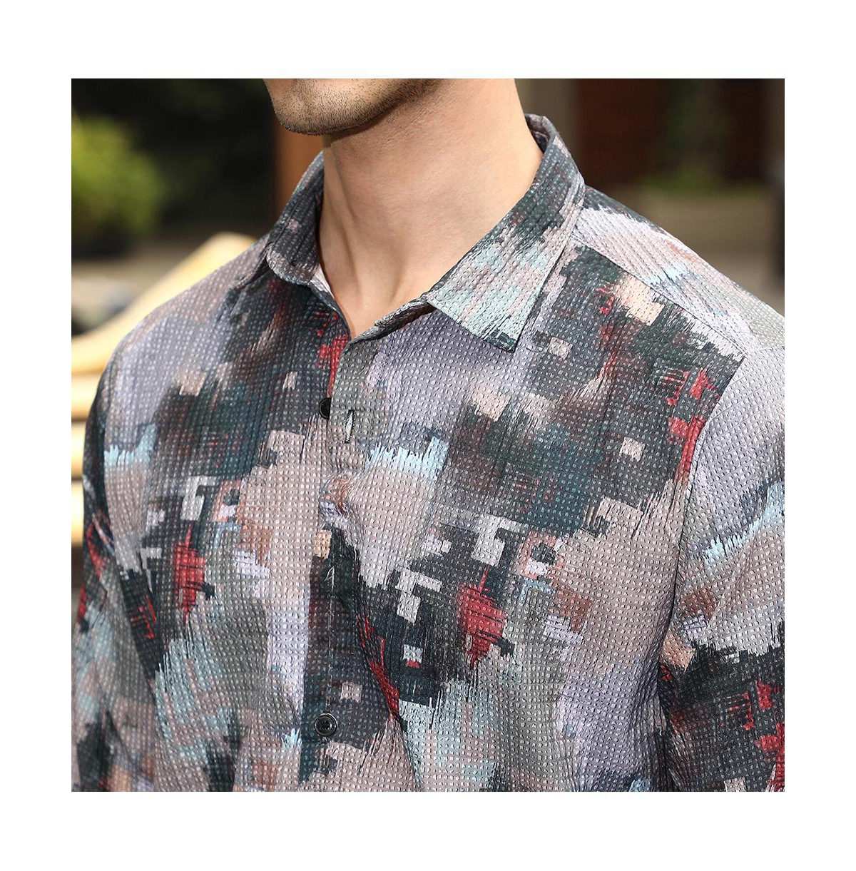 Campus Sutra Men's Artistic-Blur Shirt