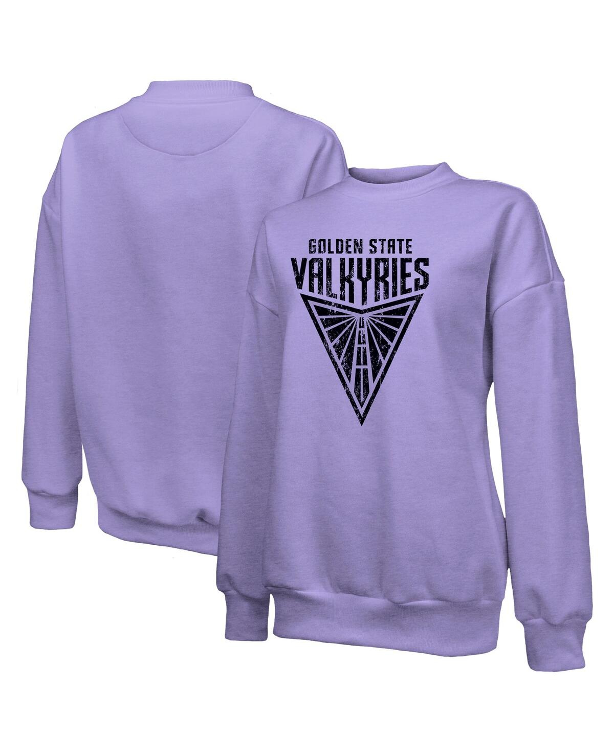 Majestic Women's Violet Golden State Valkyries Primary Logo Drop Shoulder Tri-blend Pullover Sweatshirt In Purple
