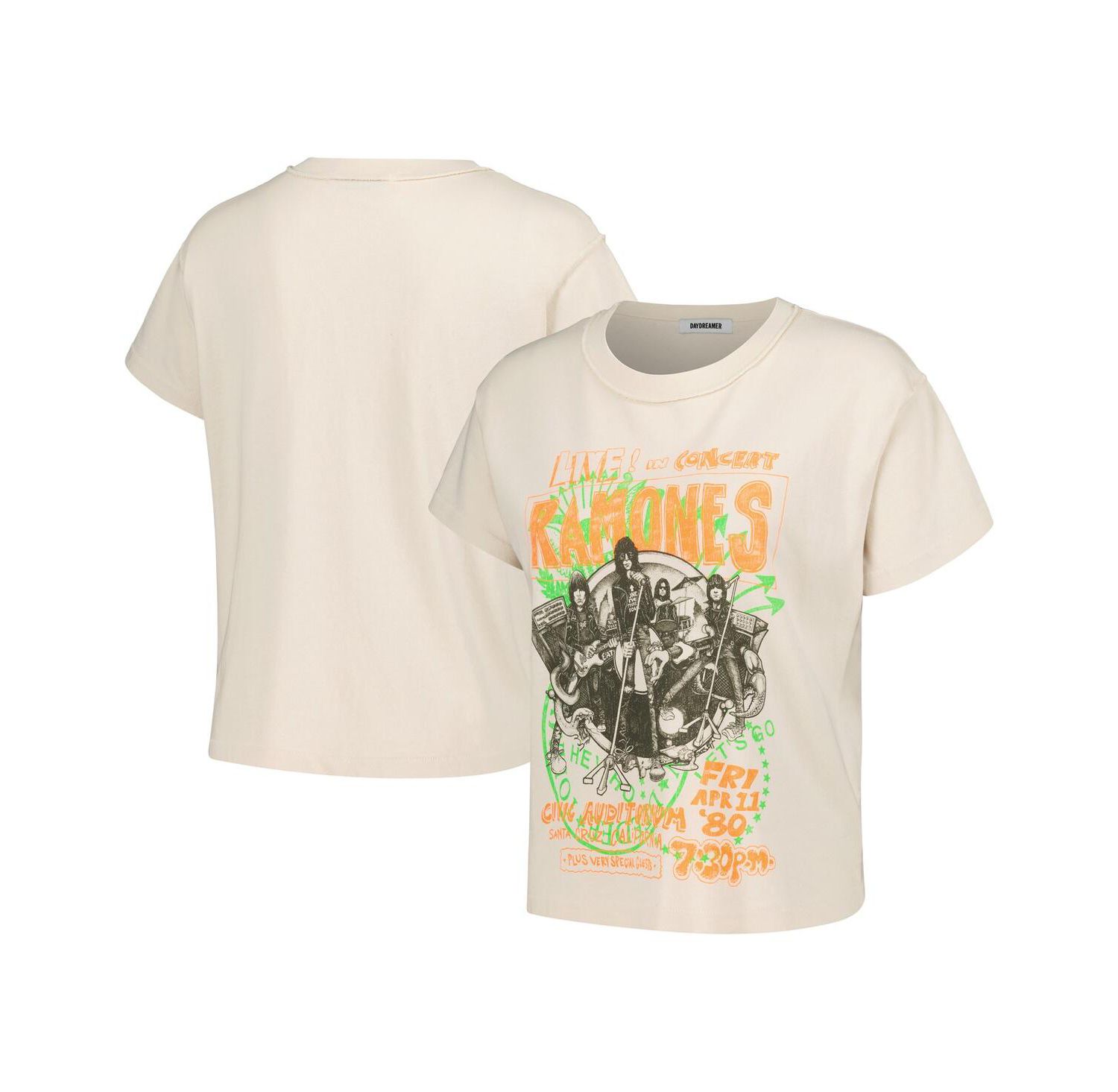 Women's White The Ramones Civic Auditorium Reverse Girlfriend T-Shirt