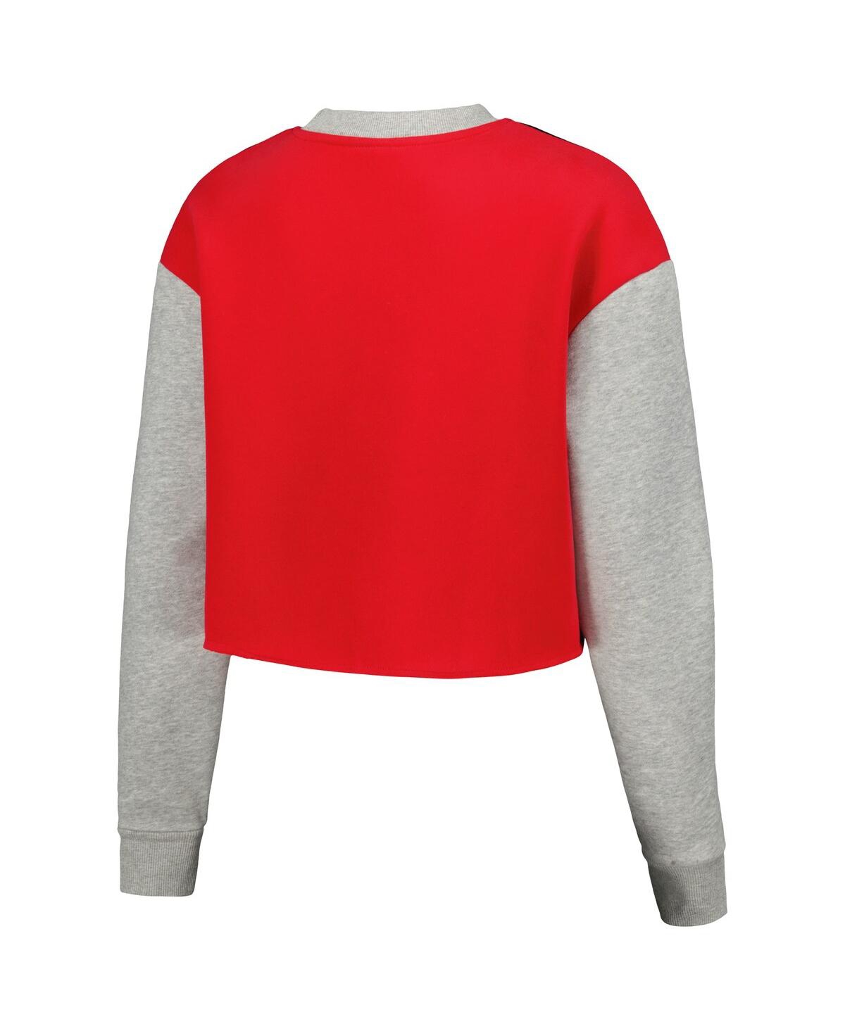 Hype And Vice Women's Black Ohio State Buckeyes Color Block Rookie Crew Pullover Sweatshirt In Black