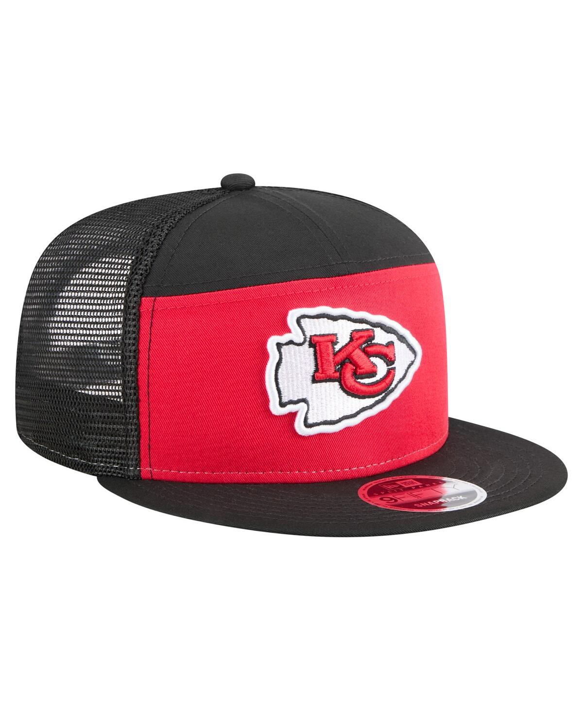 New Era Men'sâ Red/black Kansas City Chiefs Outdoor Split Panel 9fifty Snapback Hat In Black
