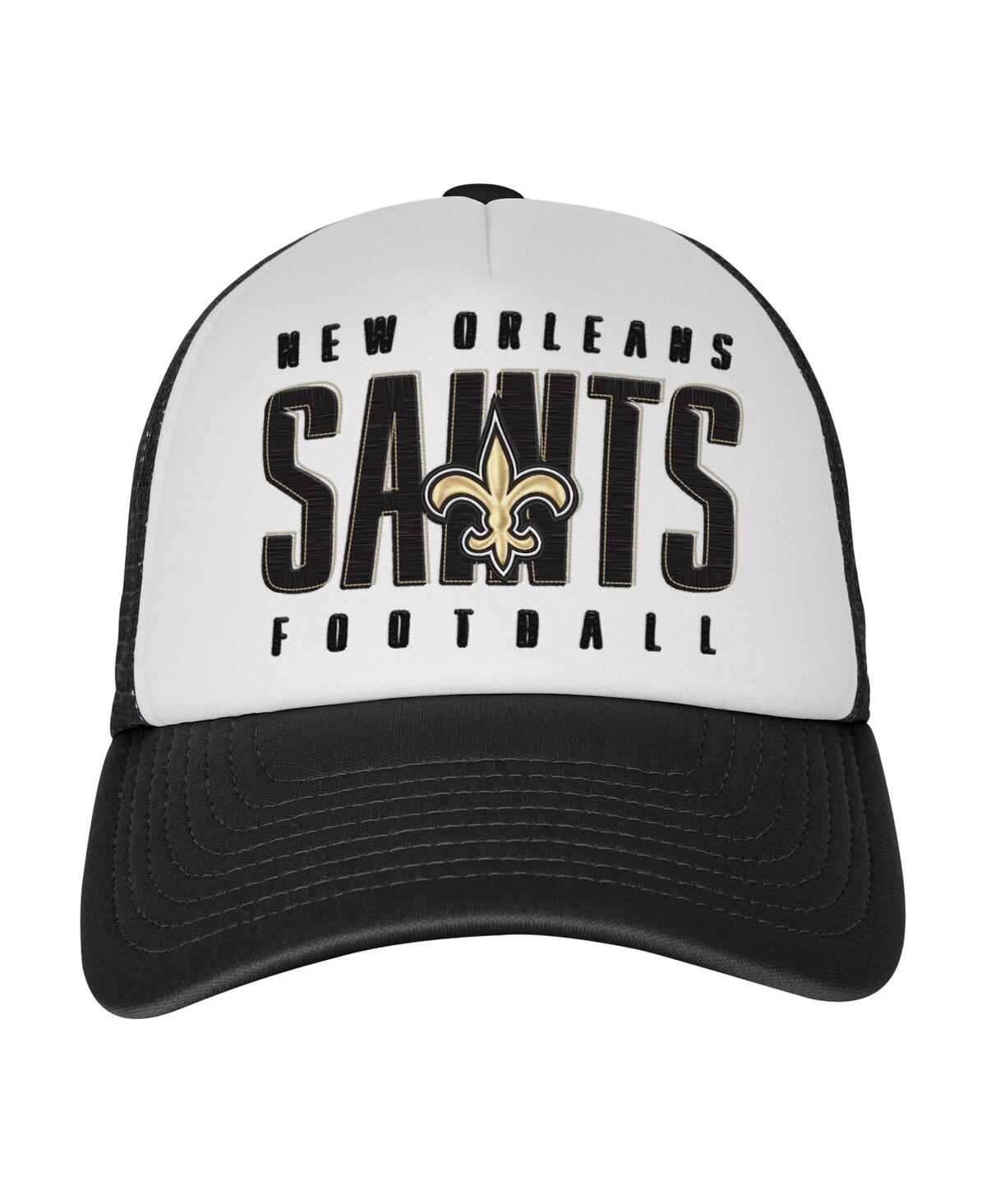 Outerstuff Big Boys And Girls White/black New Orleans Saints Essentials Trucker Adjustable Hat In Multi