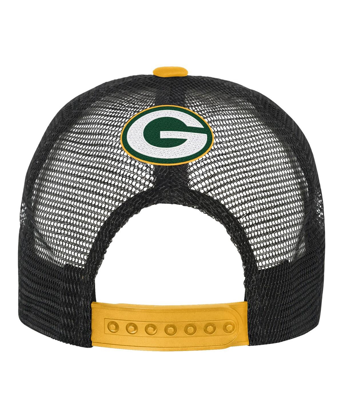 Outerstuff Big Boys And Girls White/gold Green Bay Packers Modern Fan Trucker Adjustable Hat In Multi