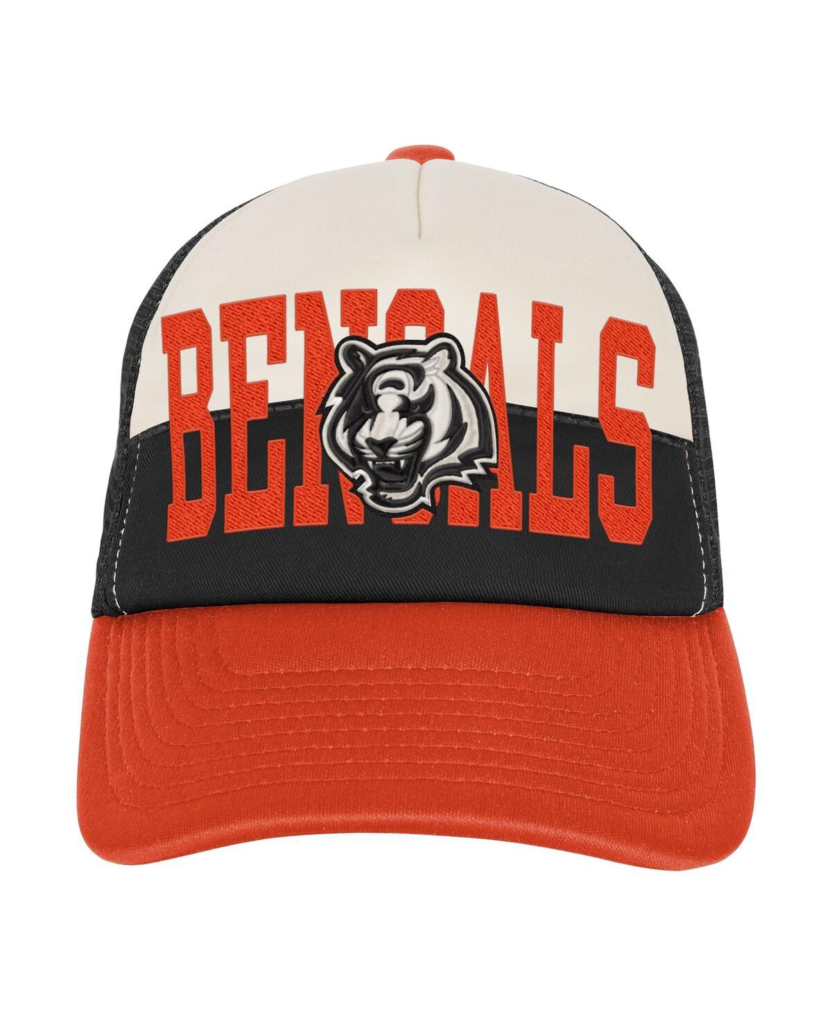 Outerstuff Big Boys And Girls White/orange Cincinnati Bengals Modern Fan Trucker Adjustable Hat In Multi