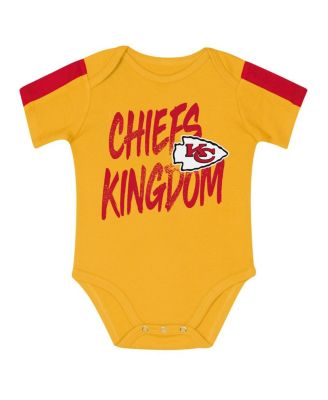 Baby Boys and Girls 3-Piece Red/Gold Kansas City Chiefs Double Down Creeper and Pants Set