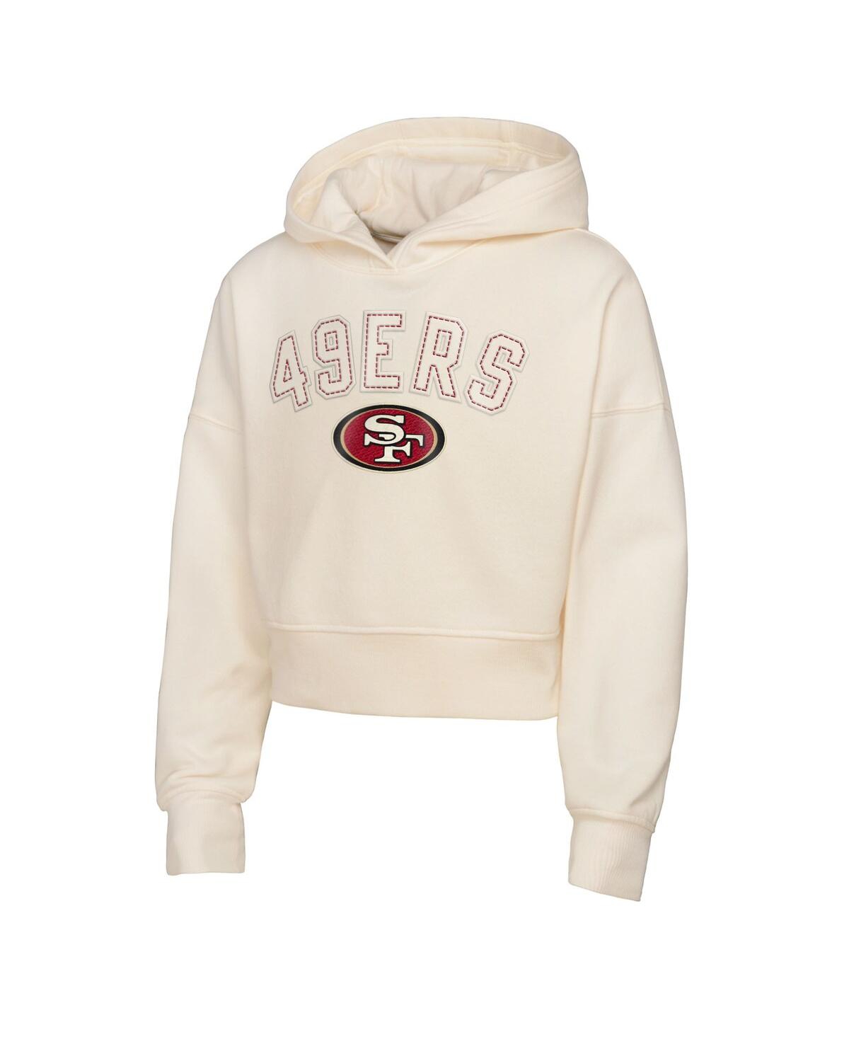 Outerstuff Girls Youth  Cream San Francisco 49ers Oversized Cropped Blitz Hoodie In Neutral