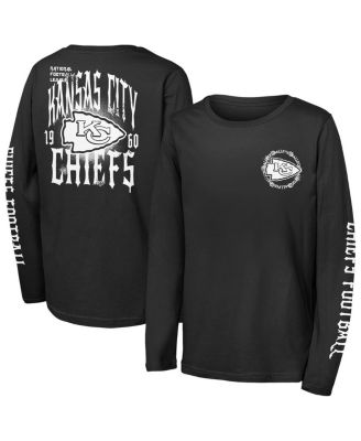 Outerstuff - Big Boys and Girls Black Kansas City Chiefs Rumble Long Sleeve T-Shirt