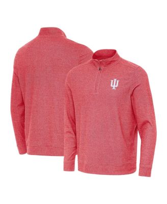 Antigua - Men's Heather Crimson Indiana Hoosiers Subtle Quarter-Zip Top