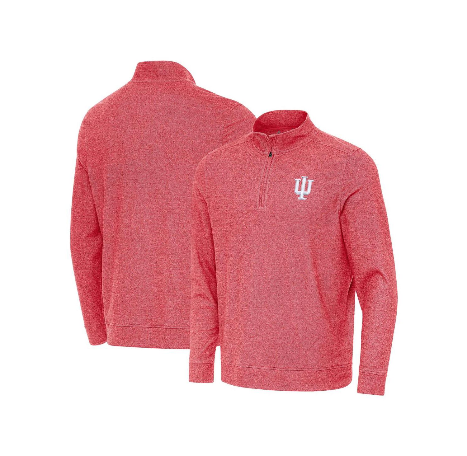 Men's Heather Crimson Indiana Hoosiers Subtle Quarter-Zip Hoodie