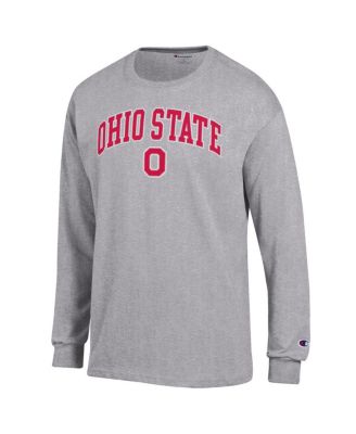 Men's Heather Gray Ohio State Buckeyes Arch Over Logo Long Sleeve T-Shirt