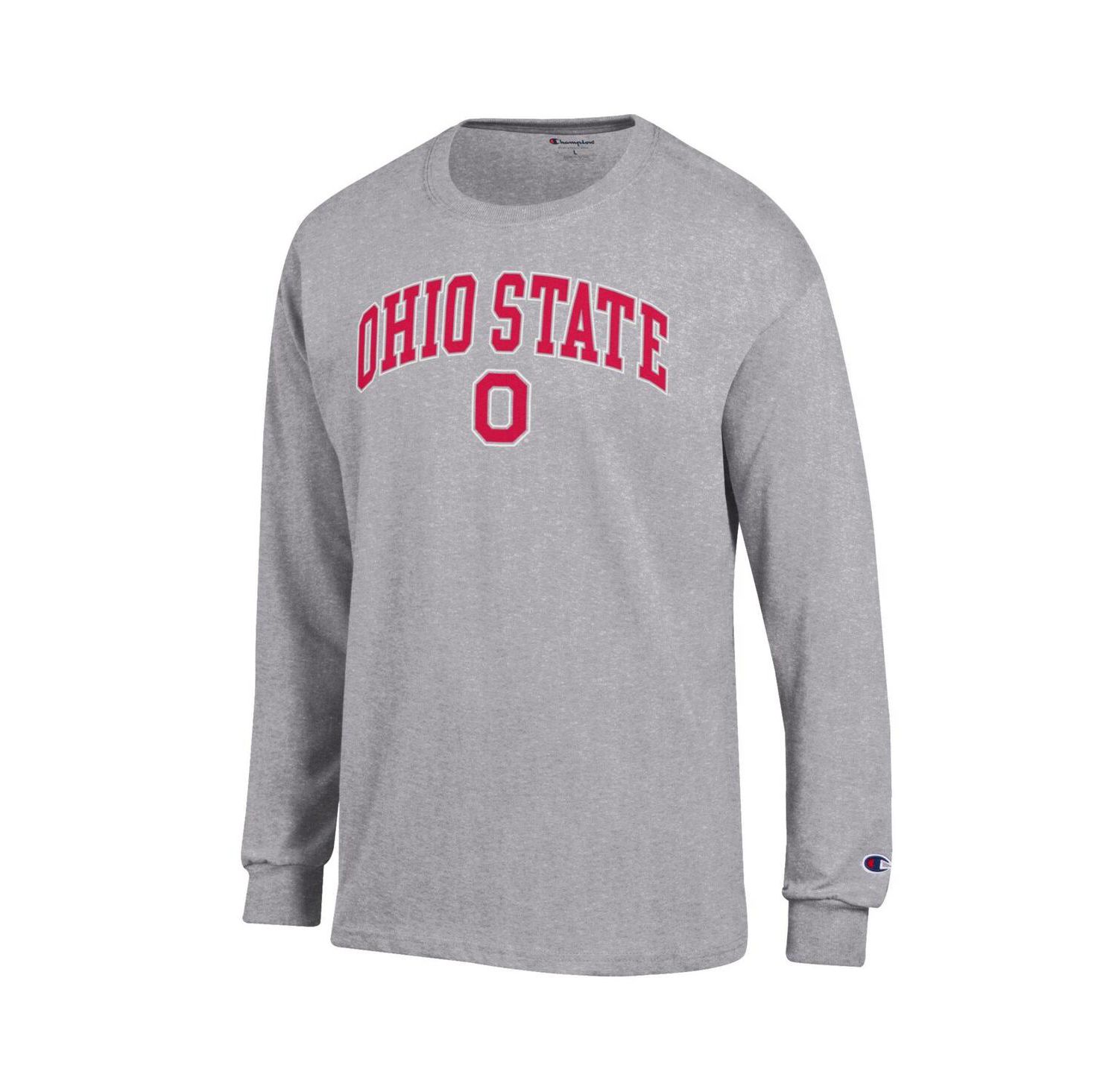 Men's Heather Gray Ohio State Buckeyes Arch Over Logo Long Sleeve T-Shirt