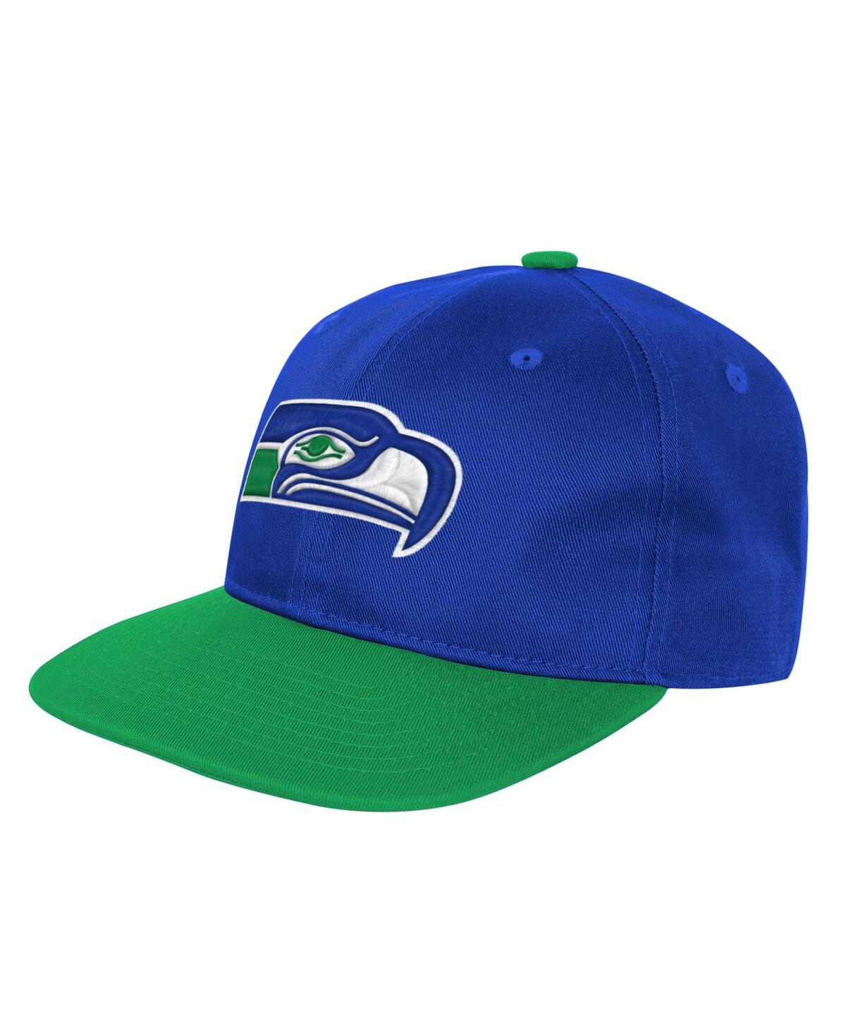 Outerstuff Big Boys And Girls Royal Seattle Seahawks True Retro Adjustable Hat In Blue