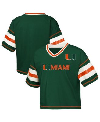 Outerstuff - Big Girls Green Miami Hurricanes Gridiron Jersey V-Neck T-Shirt