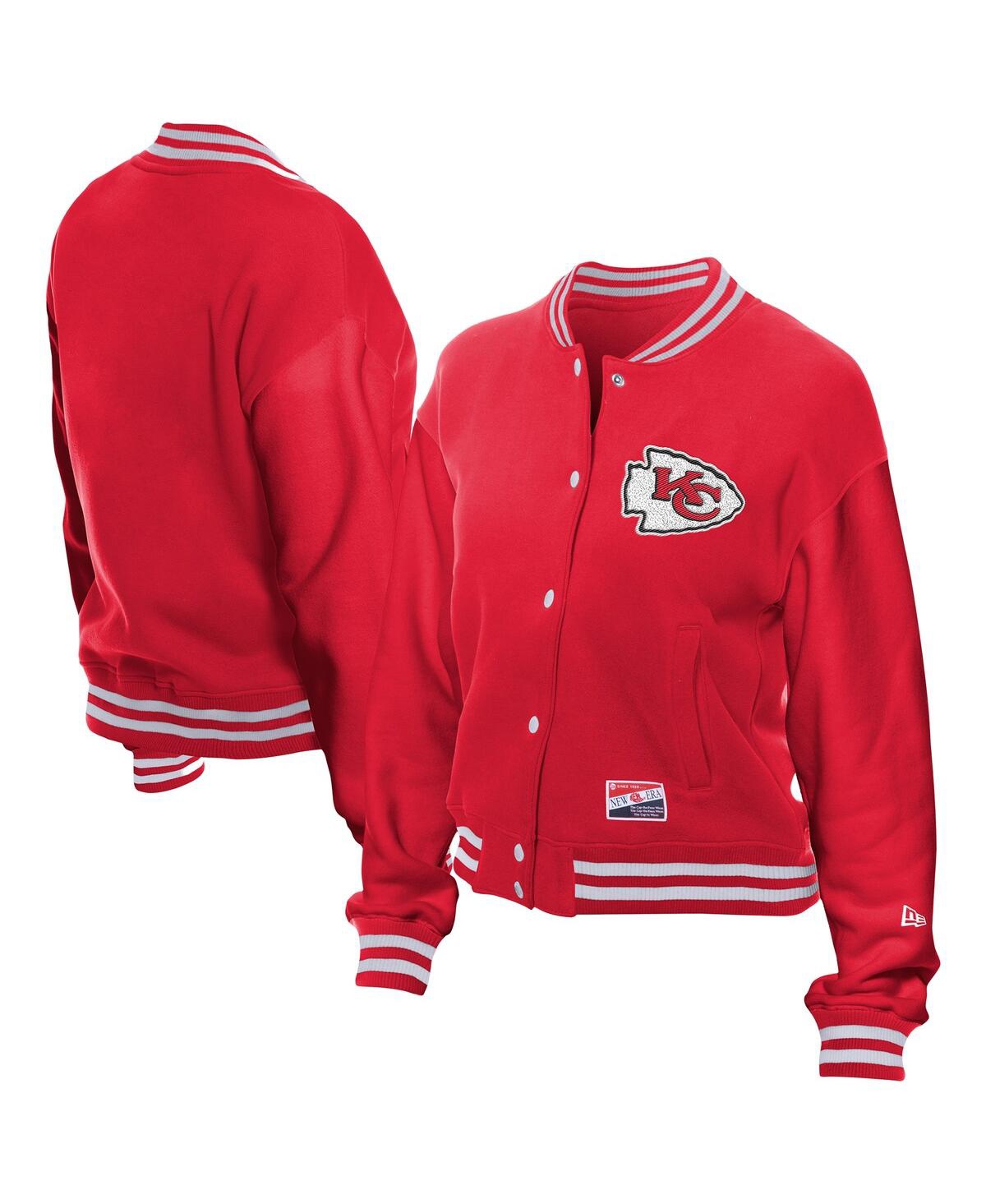 New Era Women's Red Kansas City Chiefs Throwback Fleece Full-snap Jacket In Red