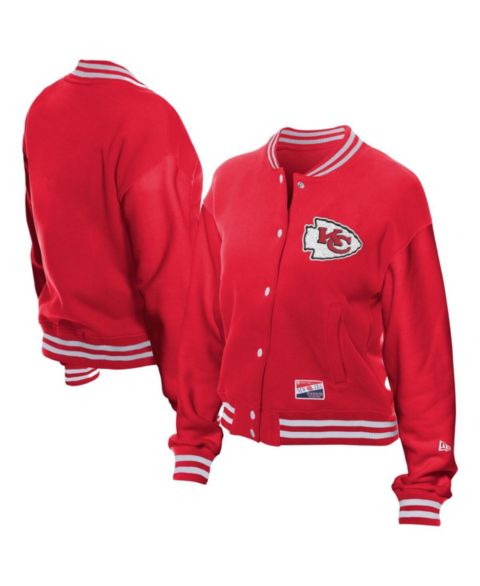 Женские куртки New Era Women's Red Kansas City Chiefs Throwback Fleece Full-Snap Jacket