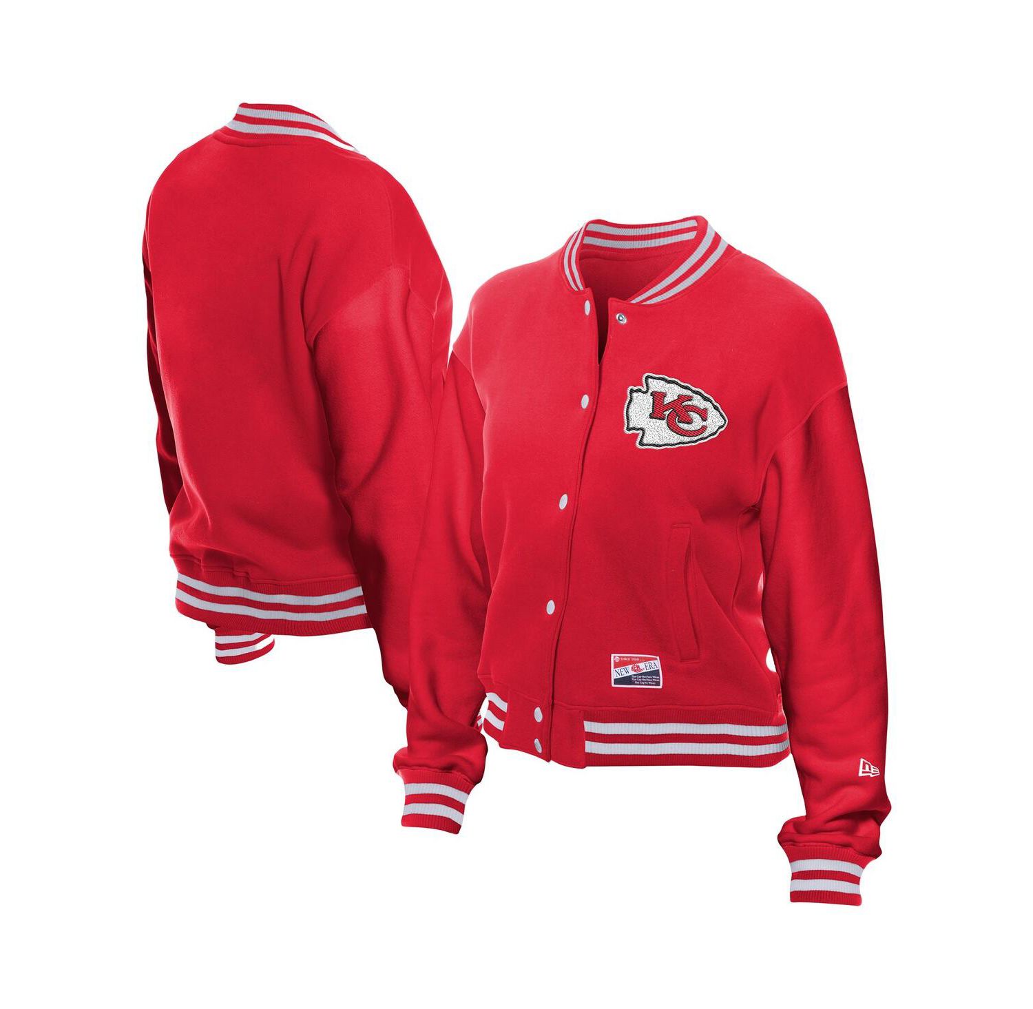 Women's Red Kansas City Chiefs Throwback Fleece Full-Snap Jacket