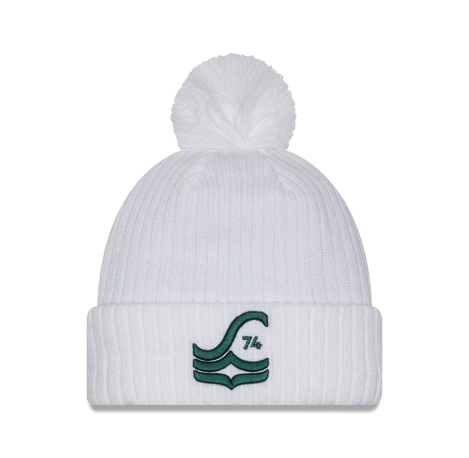 Men's White Seattle Sounders FC 2025 Jersey Hook Cuff With Pom Knit Hat