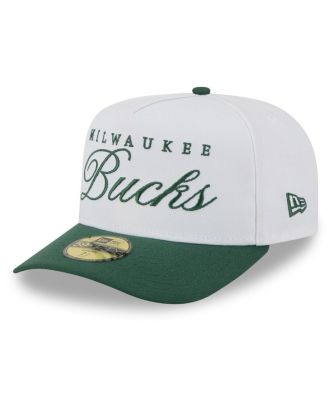 Men's White/Hunter Green Milwaukee Bucks 2025 NBA Draft A-Frame 59FIFTY Fitted Hat