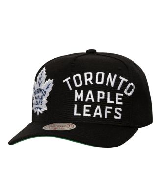 Mitchell & Ness - Men's Black Toronto Maple Leaf's Busted Logo Wordmark Wrap-Around Pro Pinch Adjustable Hat