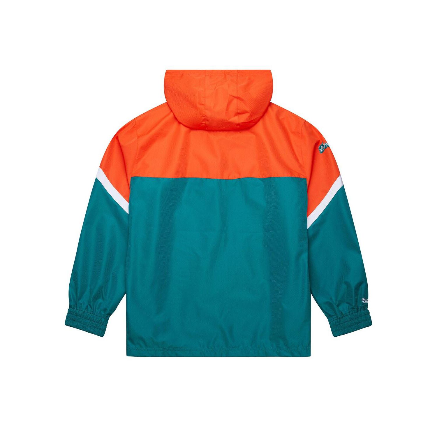 Men's Orange/Aqua Miami Dolphins Tie Breaker Vintage Logo Lightweight Anorak Half-Zip Windbreaker