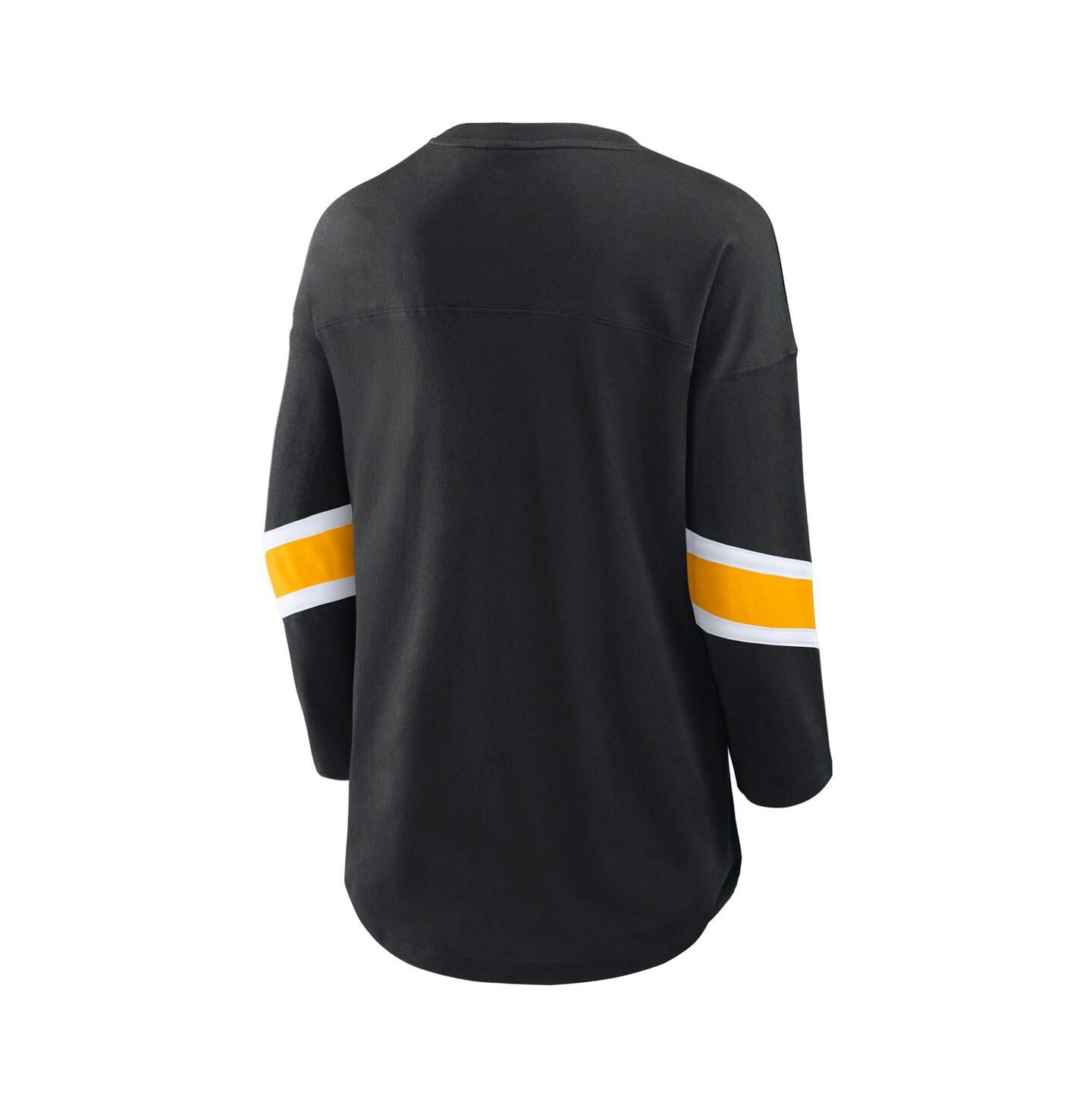 Женская футболка Fanatics Black Pittsburgh Steelers Plus Size Redzone 3/4-Sleeve — фото 3