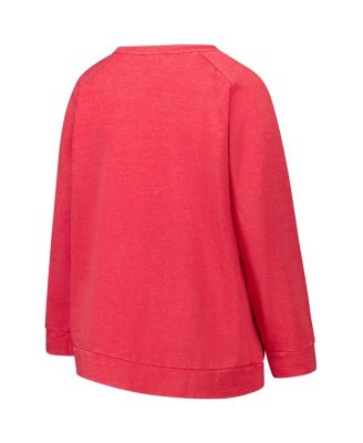 Women's Red Kansas City Chiefs Acid Wash Raglan Pullover Sweatshirt