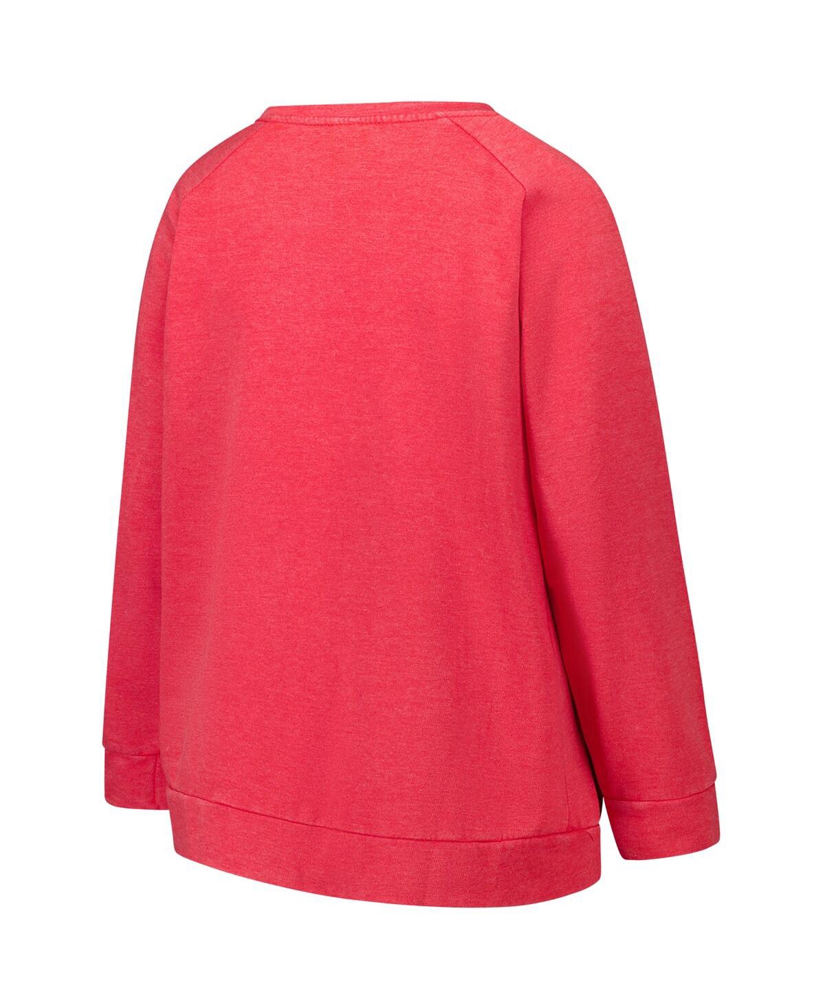 Profile Fanatics  Red Kansas City Chiefs Acid Wash Raglan Pullover Sweatshirt In Pink