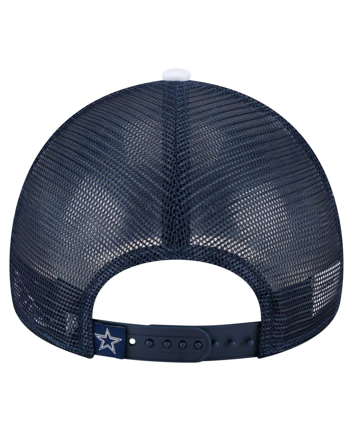 New Era Big Boys And Girls White/navy Dallas Cowboys Sport Night Color Block 9forty A-frame Trucker Adjustab In Blue