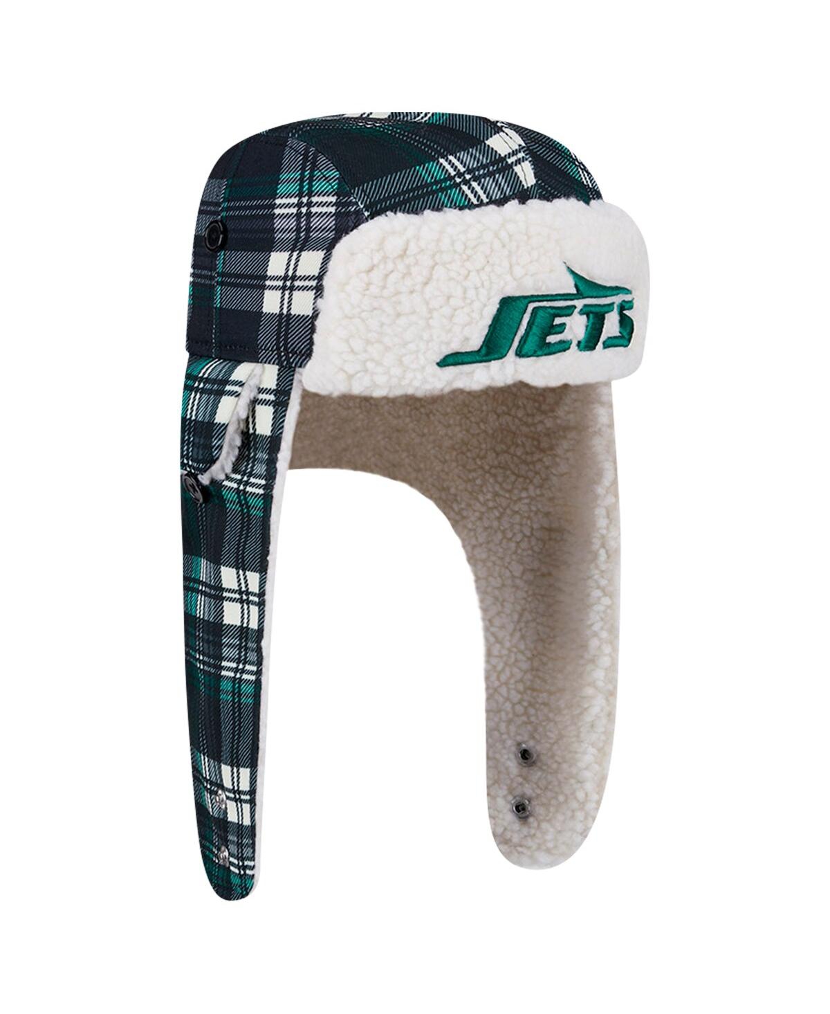 New Era Black New York Jets Sideline Plaid Sherpa Trapper Hat In Black