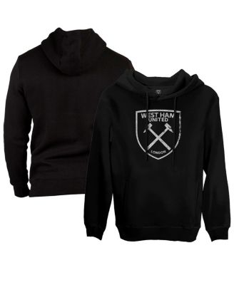 1863FC - Men's Black West Ham United Color Badge Fleece Pullover Hoodie