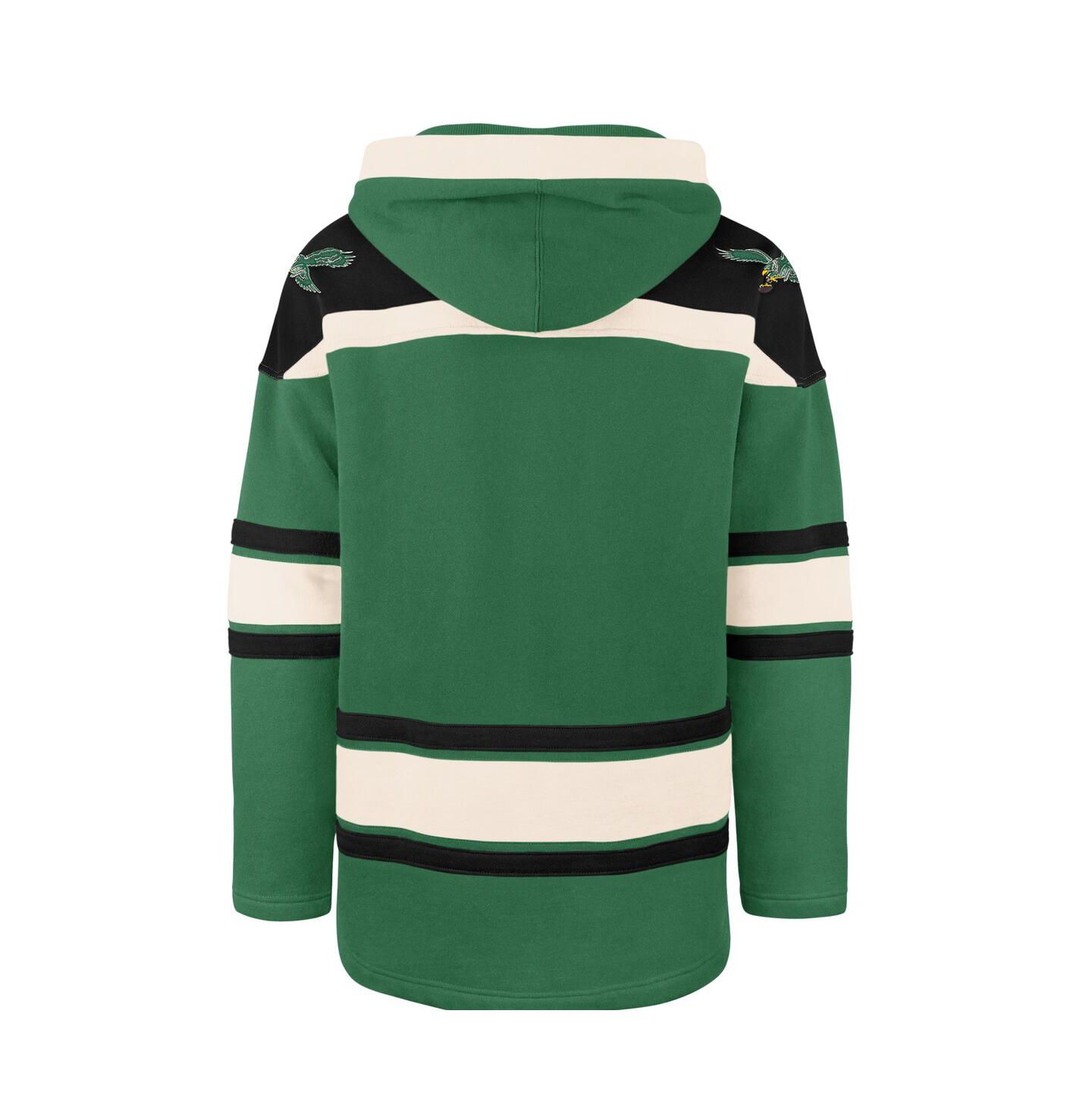 Мужское худи '47 Brand Kelly Green Philadelphia Eagles Throwback Superior Lacer — фото 3