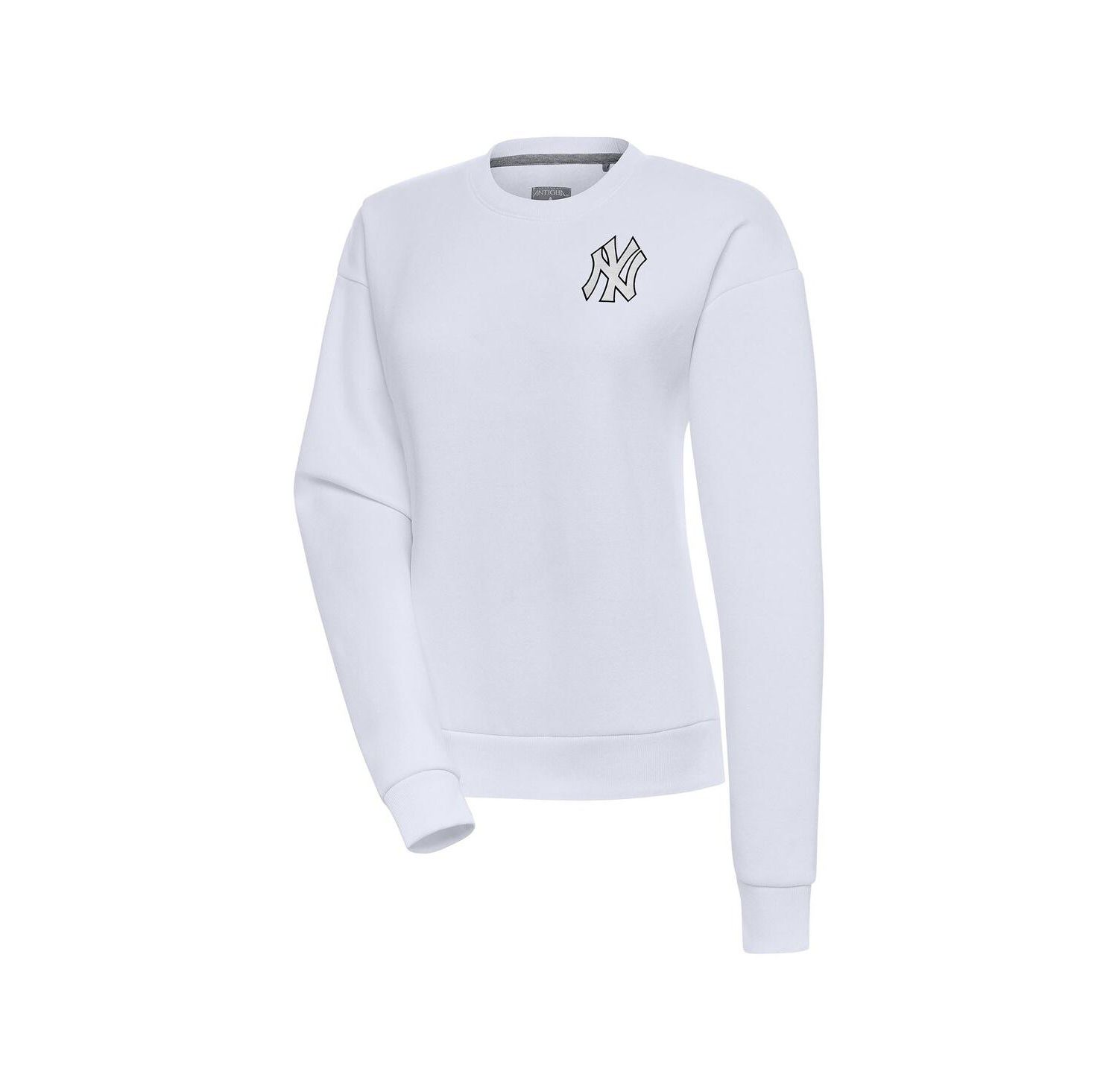 Women's White New York Yankees Brushed Metallic Victory Pullover Sweatshirt