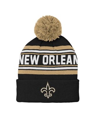 Outerstuff - Preschool Black New Orleans Saints Jacquard Cuffed Knit Pom with Hat
