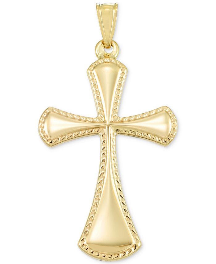 Italian Gold Cross Pendant with Edging in 14k Gold Macy's